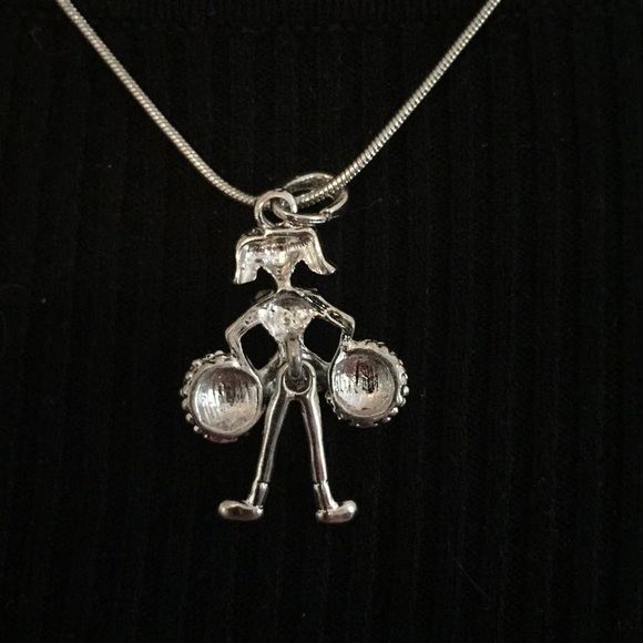 Vintage Silver Tone Cheerleader Necklace - Picture 4 of 5